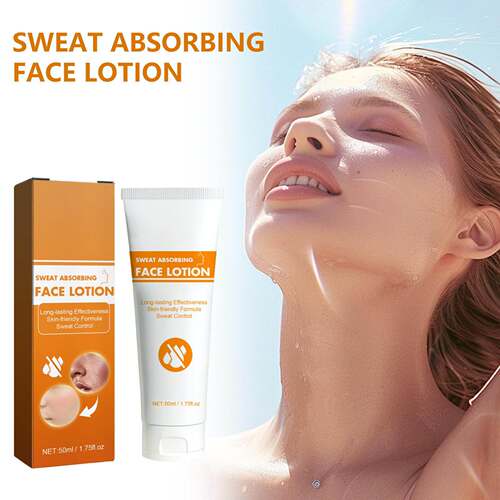 Facial Sweat-Absorbing Lotion: Gently cleanses the face, lea