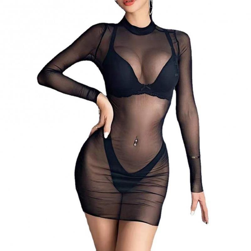 Sexy Net Girl Bikini Temptation See-through Net Long Sleeve