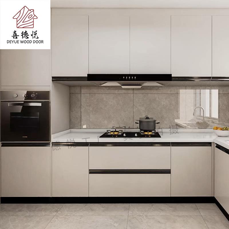 上海现代简约厨房家具L型转角石英石台面整体橱柜厨柜组装