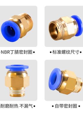 气管pc快速接头气动工具快接带螺纹空压机气泵快插8mm气接头pc601