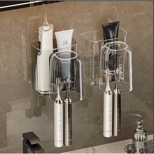 Wall-mounted toothbrush holder and cup organizer, simple and