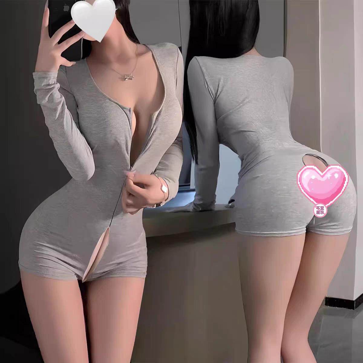 私人瑜伽课诱惑深V性感睡衣双开肚兜