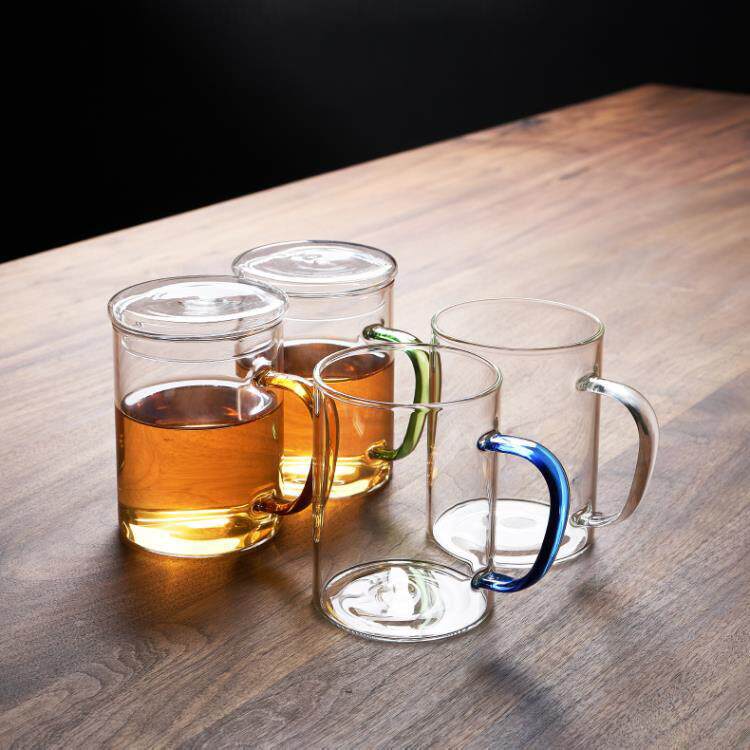 高硼硅玻璃杯子带盖办公男女泡茶杯带把耐热透明家用牛奶咖啡杯