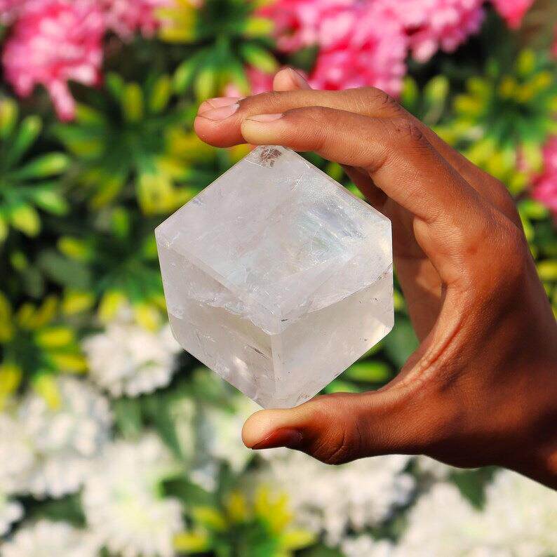 天然白水晶方块 白水晶原石碎石摆件半宝石水晶鱼缸装饰摆件