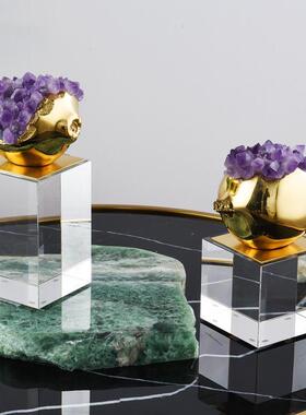 现代轻奢家装饰品客水晶摆件装软搭配酒柜售楼处样板居间QJS厅工