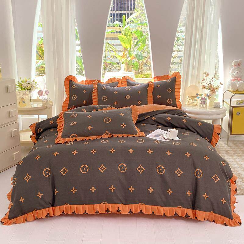 正品私网红款加厚全棉件套棉纯韩版少女心四公主风南双人被套床裙