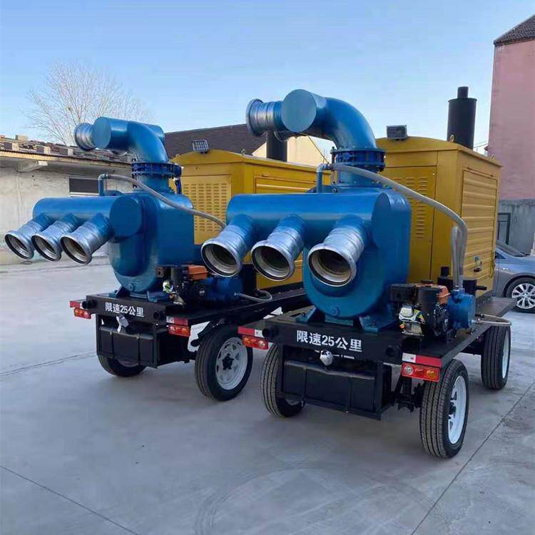 供应流量1000方防汛用移动泵车 四轮拖车式柴油机水泵