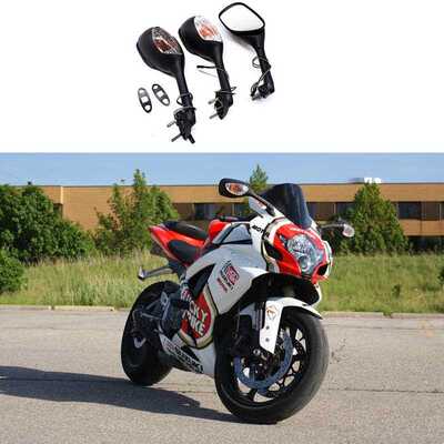 新款直销跑车摩托车后视镜改装带灯凸面大视野反光镜GSXR600 750