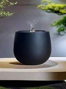 简约创意轻奢现代流水喷泉小景聚宝盆净水循环治愈解压招财摆件