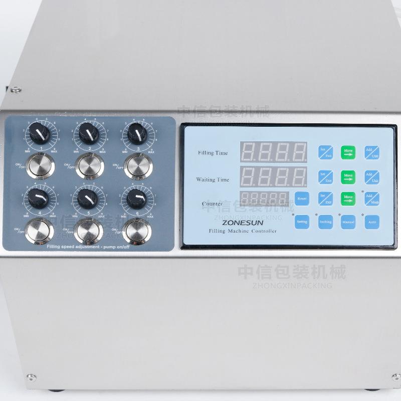 ZONESUN 半自动6头灌装机 隔膜泵4L果汁牛奶饮料液体定量灌装机