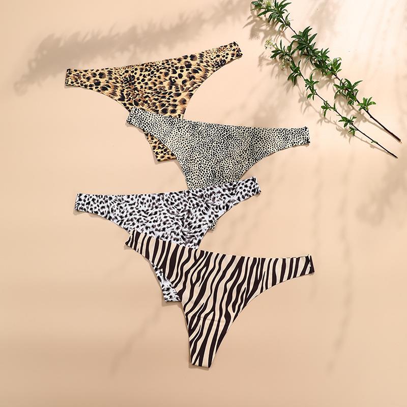 Leopard seamless thong for women low waist sexy breathable