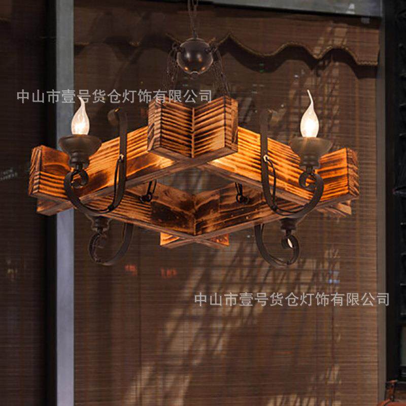 木头吊灯loft美式乡村酒吧工业风复古餐厅民宿烧烤火锅店实木灯具