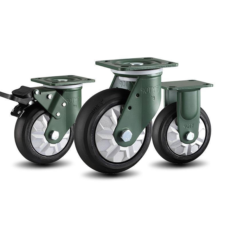 YTOP卓烨锰钢脚轮21LL重型高速牵引铝芯BR橡胶轮4寸5寸6寸8寸静音