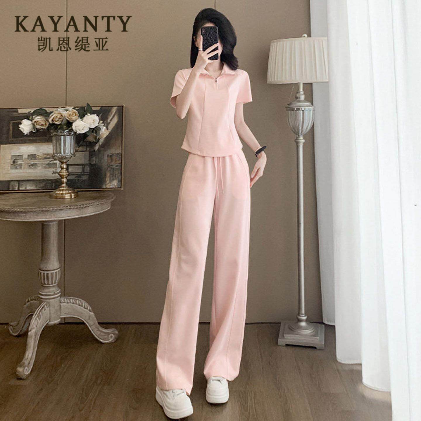 KAYANTY休闲运动套装女夏2026新款气质减龄显瘦短袖阔腿裤两件套
