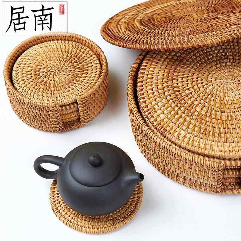 居南居南 餐具南茶编杯子隔热垫 锅碗垫越秋藤织桌垫垫