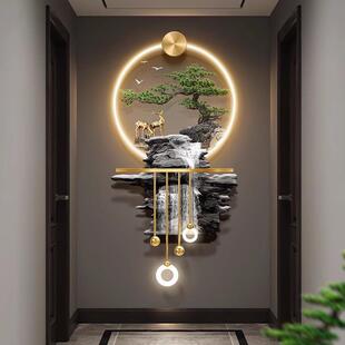 轻奢流水生财进门正对墙壁画立体高档发光玄关装饰画走廊过道挂画