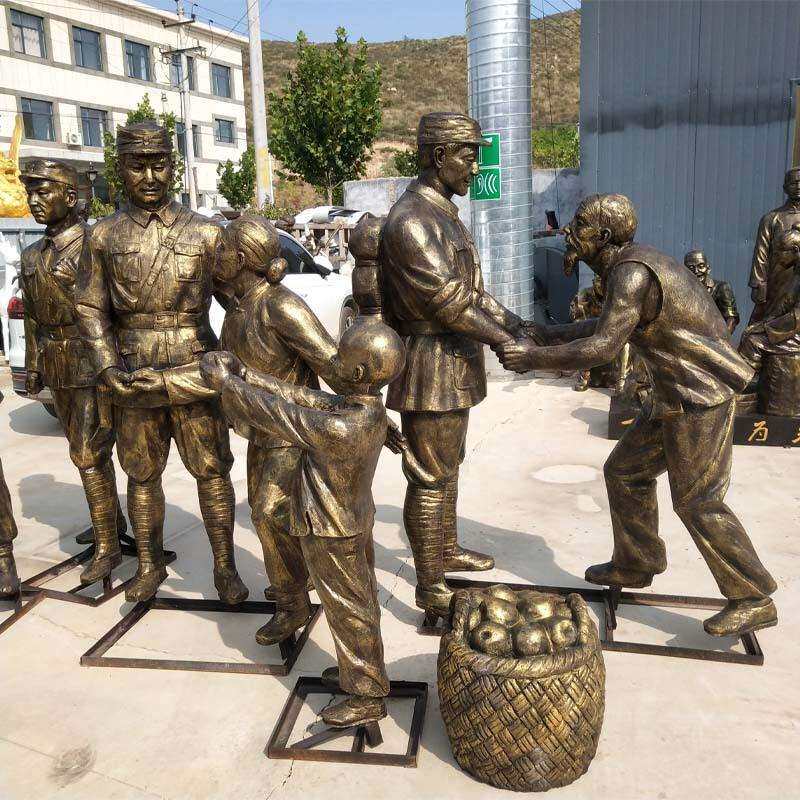 玻璃钢仿铜人物雕塑厂家大型农耕场景历史名人八大英模雕像摆件