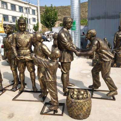 玻璃钢仿铜人物雕塑厂家大型农耕场景历史名人八大英模雕像摆件