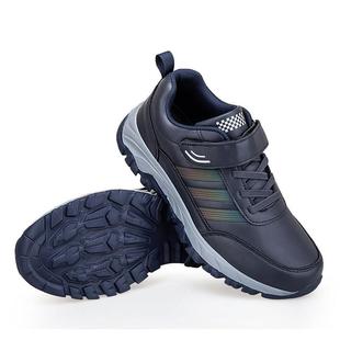 冬皮面防水中老年闲动妈妈软底防滑运动健 女运士秋休季 正品 老人鞋