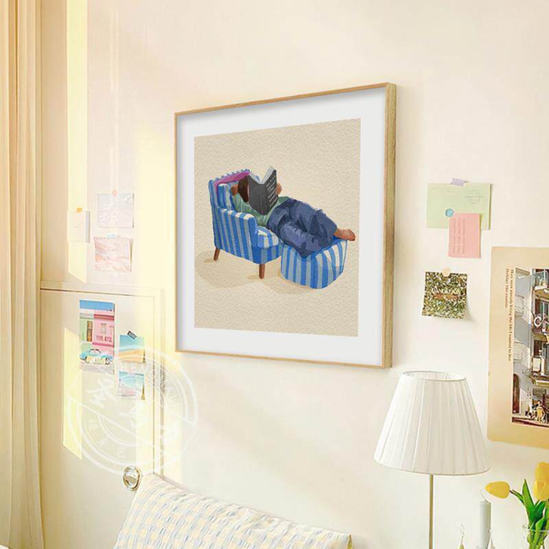爱读床书的大人孩子儿童房OSF书装饰画卧室头客厅发壁沙画书房看