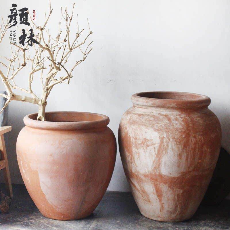 组合款红陶缸大陶罐落地庭院大花盆加厚耐用覆古罐子花瓶乡村田园