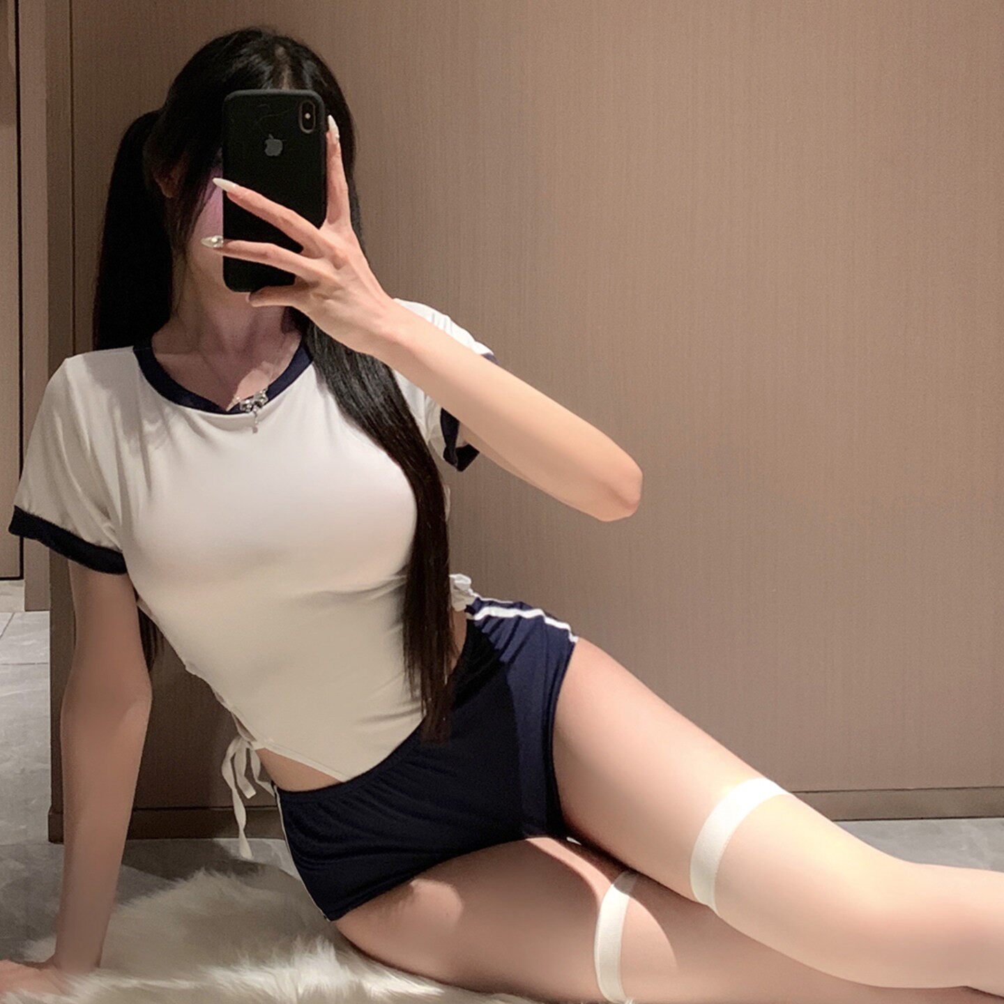 性感日系校园体操开裆连身衣女内衣绑带大尺码制服套装纯欲水手制