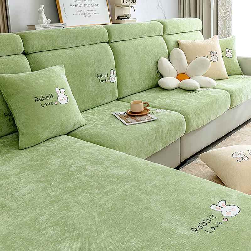 雪尼尔沙发垫卡通2025四季通用皮沙发靠背套罩笠防滑坐垫子盖布巾