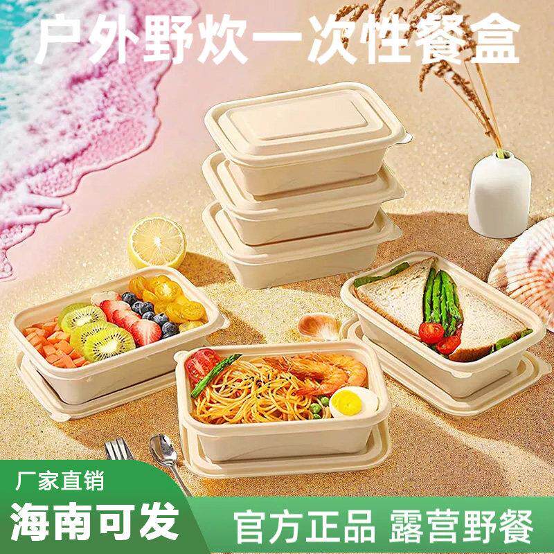 有盖一次性玉米淀粉餐盒环保可降解外送打包食品级饭盒一次性餐盒