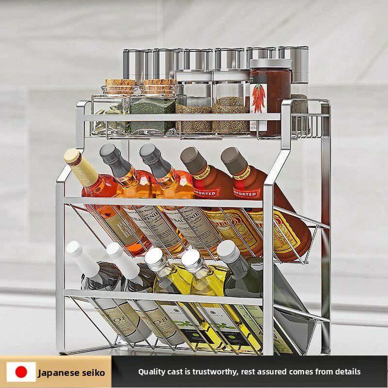 日本304不锈钢厨房调味品置物架收纳酱油瓶调料罐架子调料架台面