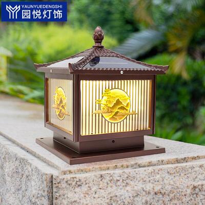 太阳能接电两用柱头灯围墙灯花园别墅门口防水景观装饰灯户外庭院
