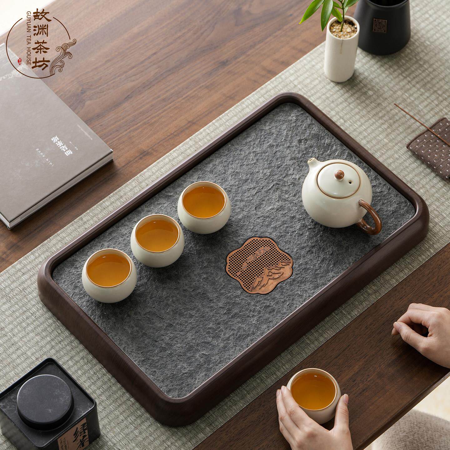 小型茶盘家用客厅2026款高档干泡盘乌金石沥水托盘一人用储水茶台