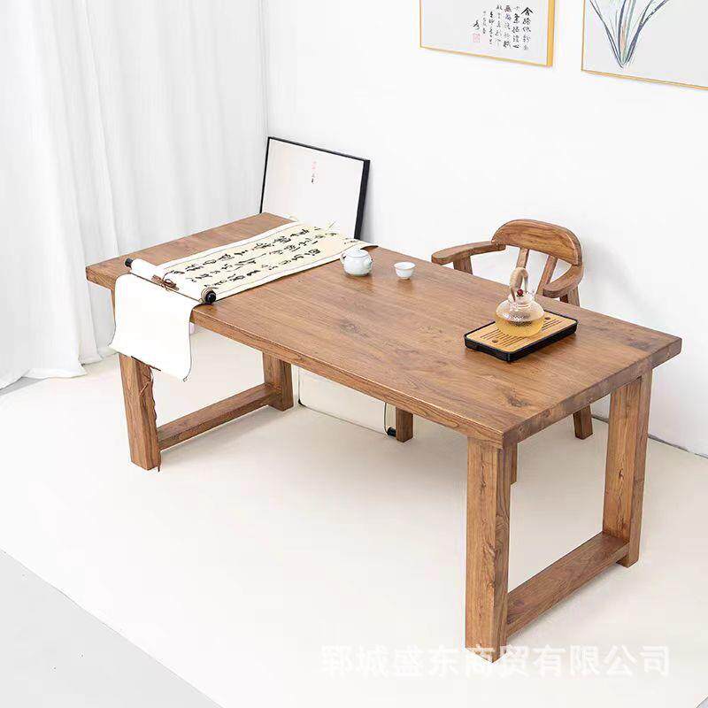 老榆木电脑桌书房书桌家用多人吃饭餐桌复古办公室茶桌成套餐桌椅