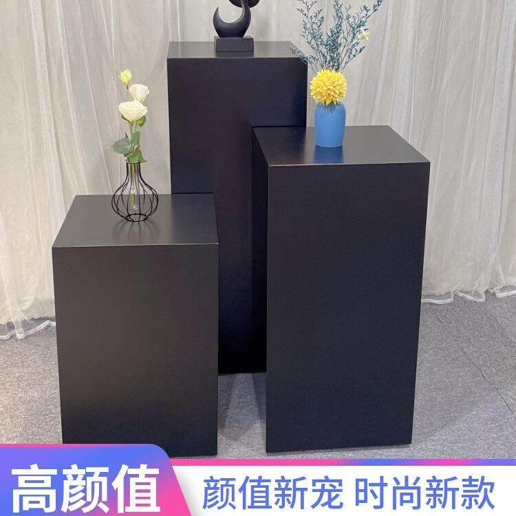 木质黑色烤漆展示台橱窗长方形地台工艺品陈列架模特道具摄影摆台