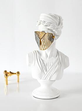 面罩人雕摆件抽人物样柜PUZ板房客厅书创意象家居艺术软装饰塑桌