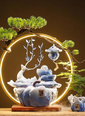 流水摆件循环水招财鹿生财喷泉客厅玄关办公桌面新居乔迁开业礼品