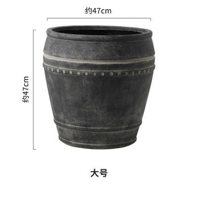 仿古泥大号加利绿花盆口径黑色镁风做橡皮树植复古尤罐落地侘寂旧