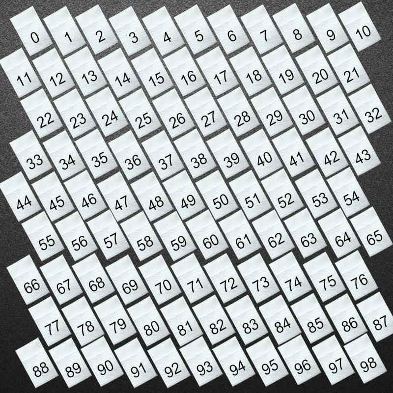现货尺码标布标数字0到100混拼服装数字工号标布衣服数字编号