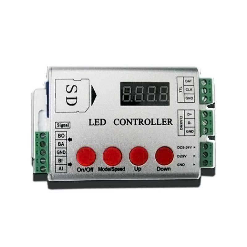 全彩DMX512解码器带SD卡-内置多种程序数显 同步控制 LED控制器
