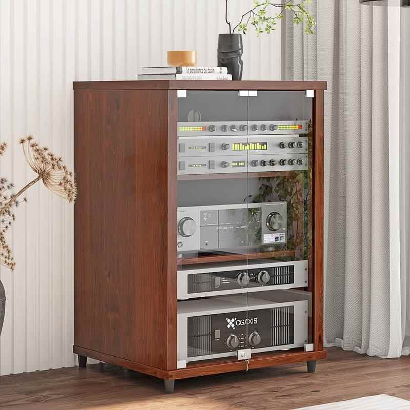 堡讯洁盛功放柜2、3、4层玻璃门架专业音响影院视听设备拉车盖布