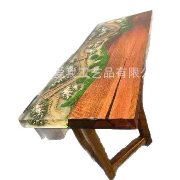 3D立体树脂桌实木树脂桌办公桌实木艺术大板桌造景立体树脂桌源头