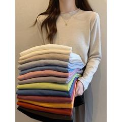 色圆领针织打底衫女上衣2026新款春季百搭气质长袖毛衣0105w