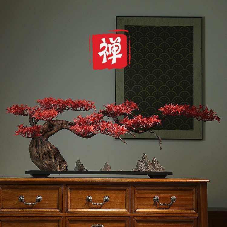 新中式迎客松摆件实木客厅玄关民宿办公室酒店盆景绿植装禅意,特色手工艺,其他特色工艺品,淘宝优惠券,粉丝福利购,淘宝优惠卷