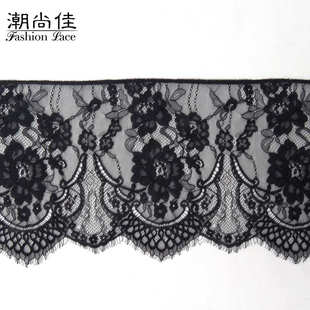 经编锦纶丝DIY服饰花边辅料 26cm宽现货热销单边眼睫毛蕾丝花边