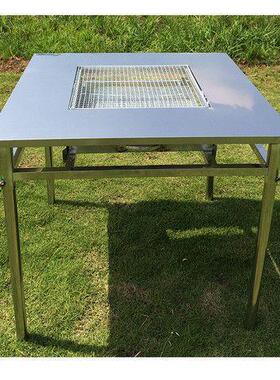 不锈钢户外烧烤桌子木炭烤炉桌正方形夜市摆摊好钢炭便携式折凌月