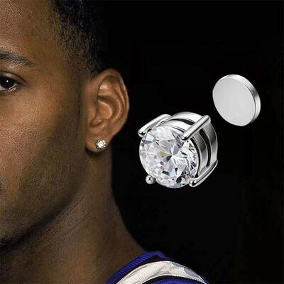 Crystal Strong Magnetic Ear Stud Clip Earrings for Men and W