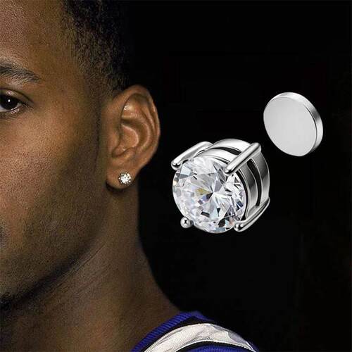 Crystal Strong Magnetic Ear Stud Clip Earrings for Men and W