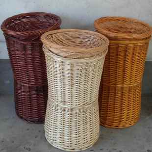 藤编圆形菜超SWG市堆头筐大小号水果干篮果陈列盘蔬收纳筐柳展编