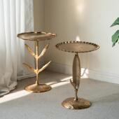 北欧简约轻奢角几边几客厅金色托 托盘茶几设计师样板房阳台小圆