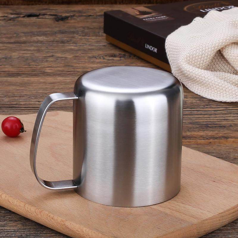 OQ5M 304不锈钢水杯单层带手柄防摔杯子随手杯啤酒杯口杯茶杯