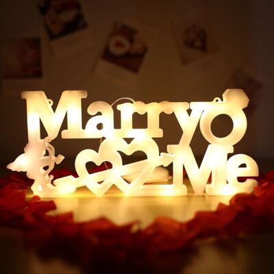 发光marry me字母led彩灯牌摆件室内桌面七夕节求婚表白布置装饰